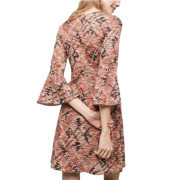 Anthropologie Maeve Erina Bell Sleeve Knit Fit and Flare Swing Dress Small - Picture 8 of 12